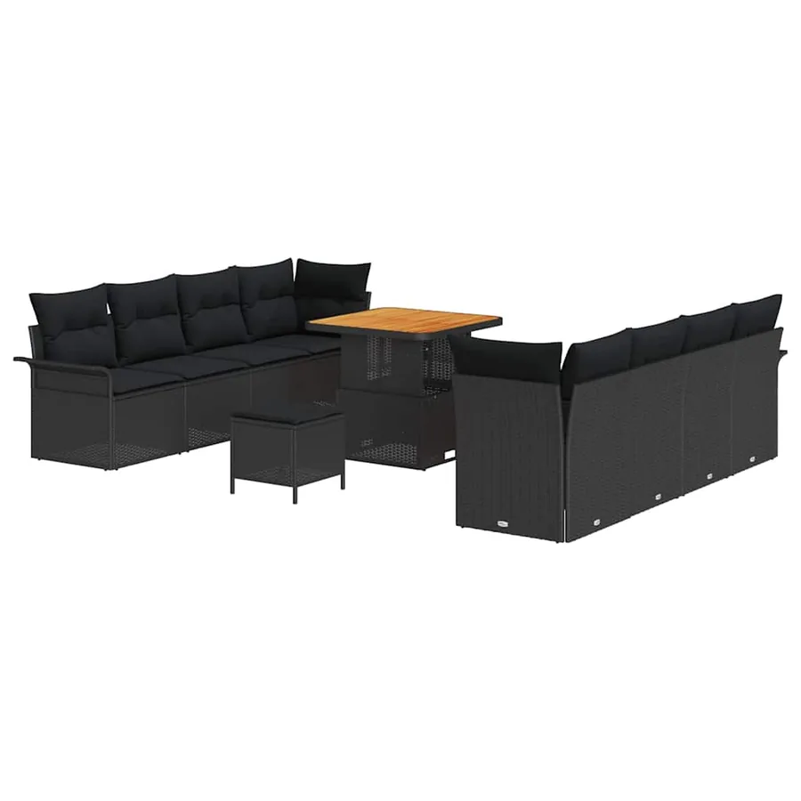 Ensemble de canapé de jardin avec coussin Noir 80 x 80 x 71 cm - 2