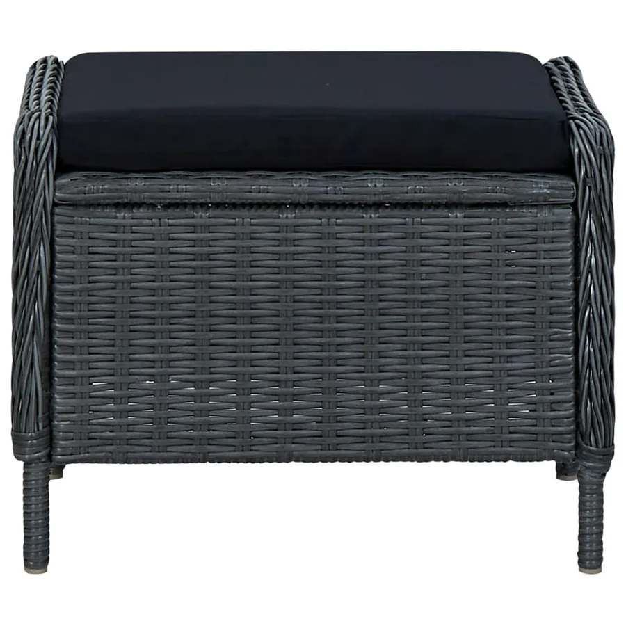 Salon de jardin 2 pcs avec coussins résine tressée gris foncé - 14