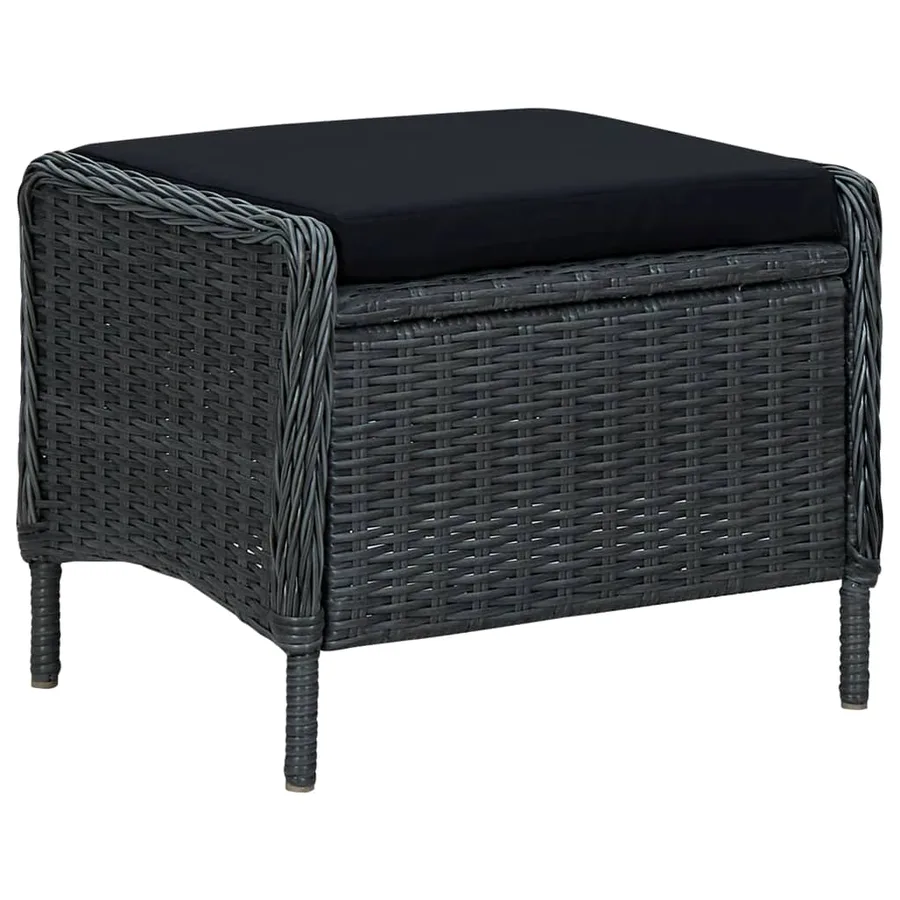 Salon de jardin 2 pcs avec coussins résine tressée gris foncé - 7