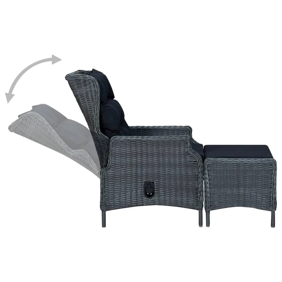 Salon de jardin 2 pcs avec coussins résine tressée gris foncé - 9