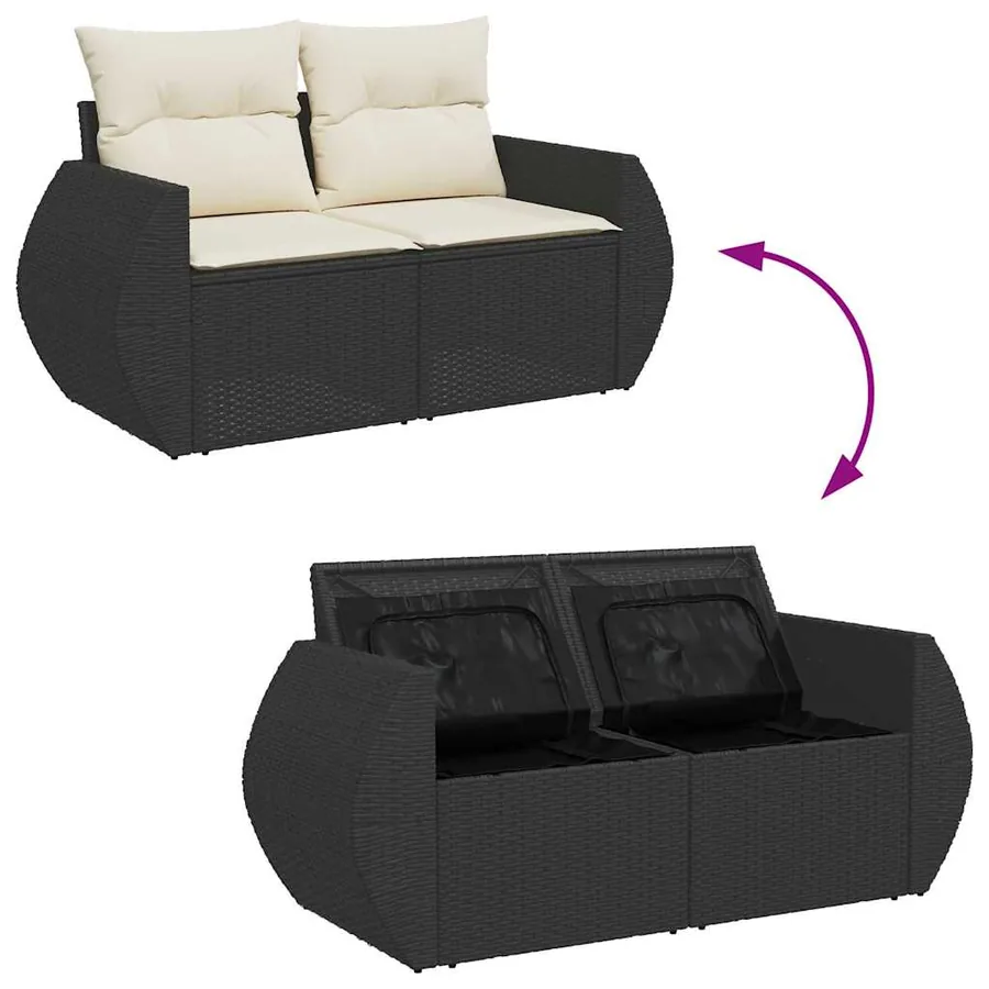 Ensemble de canapé de jardin avec coussin 10 pcs Noir et crème - 11
