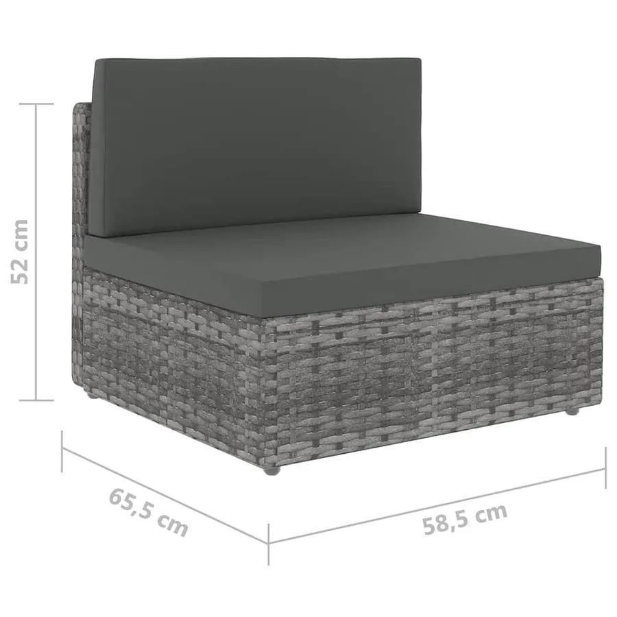 Salon de jardin 9 pcs avec coussins Gris Résine tressée - 10