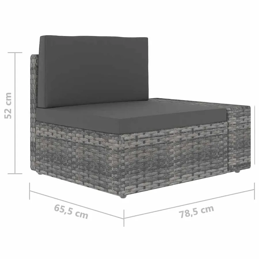 Salon de jardin 9 pcs avec coussins Gris Résine tressée - 11