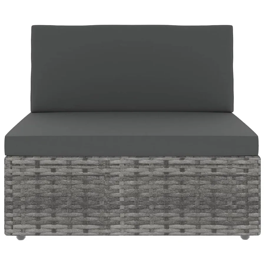 Salon de jardin 9 pcs avec coussins Gris Résine tressée - 3