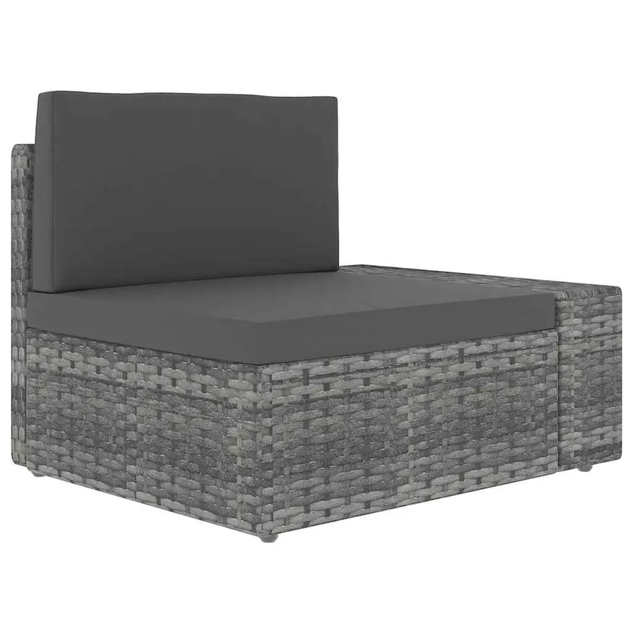 Salon de jardin 9 pcs avec coussins Gris Résine tressée - 4