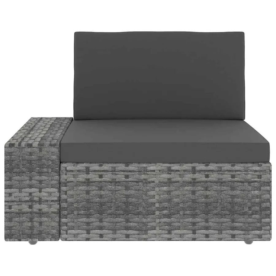 Salon de jardin 9 pcs avec coussins Gris Résine tressée - 7