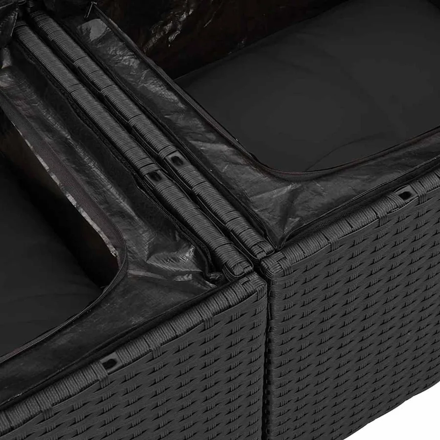 Ensemble de canapé de jardin 11 pcs Noir Poly rotin - 9