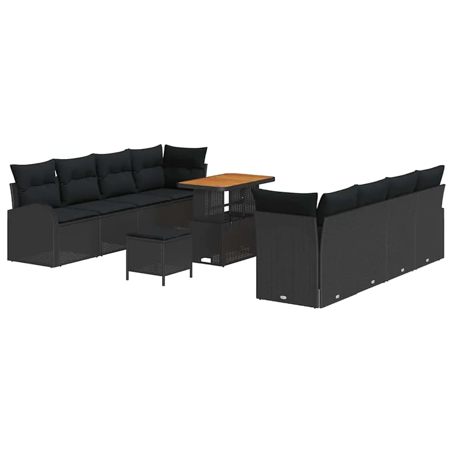 Ensemble de canapé de jardin avec coussin 11 pcs Noir - 2