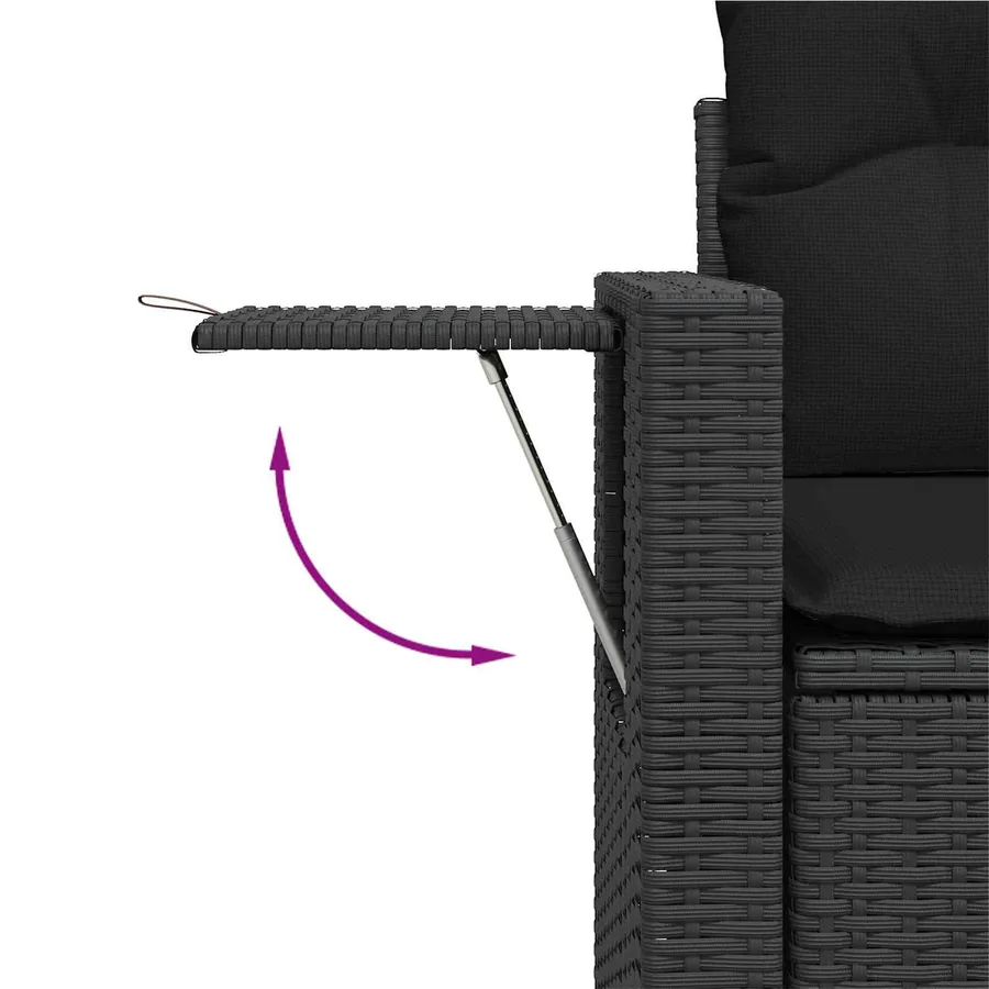 Ensemble de canapé de jardin avec coussin 11 pcs Noir polyrotin - 14