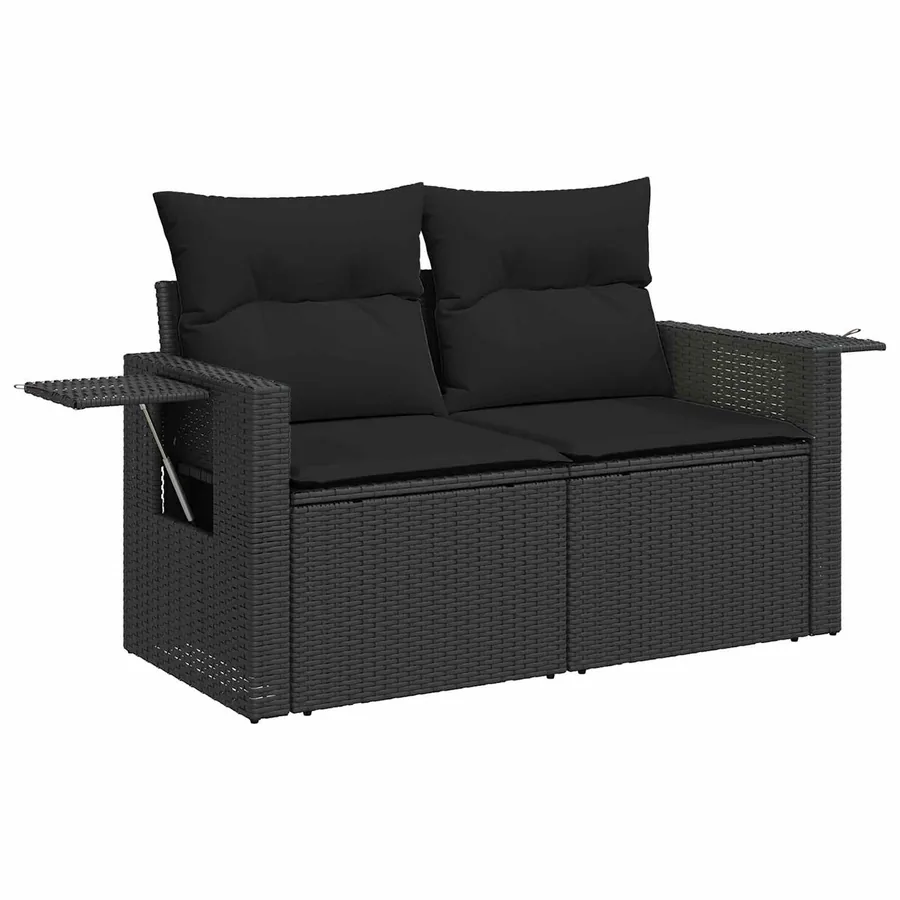 Ensemble de canapé de jardin avec coussin 11 pcs Noir polyrotin - 6