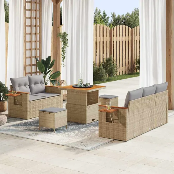 Ensemble de canapé de jardin 10 pcs Beige et Gris clair