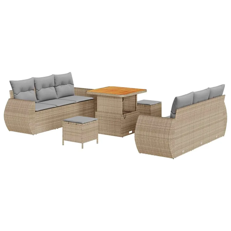 Ensemble de canapé de jardin 9 pcs Beige et Gris clair - 2