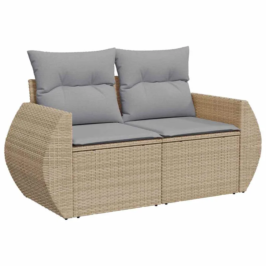 Ensemble de canapé de jardin 9 pcs Beige et Gris clair - 6