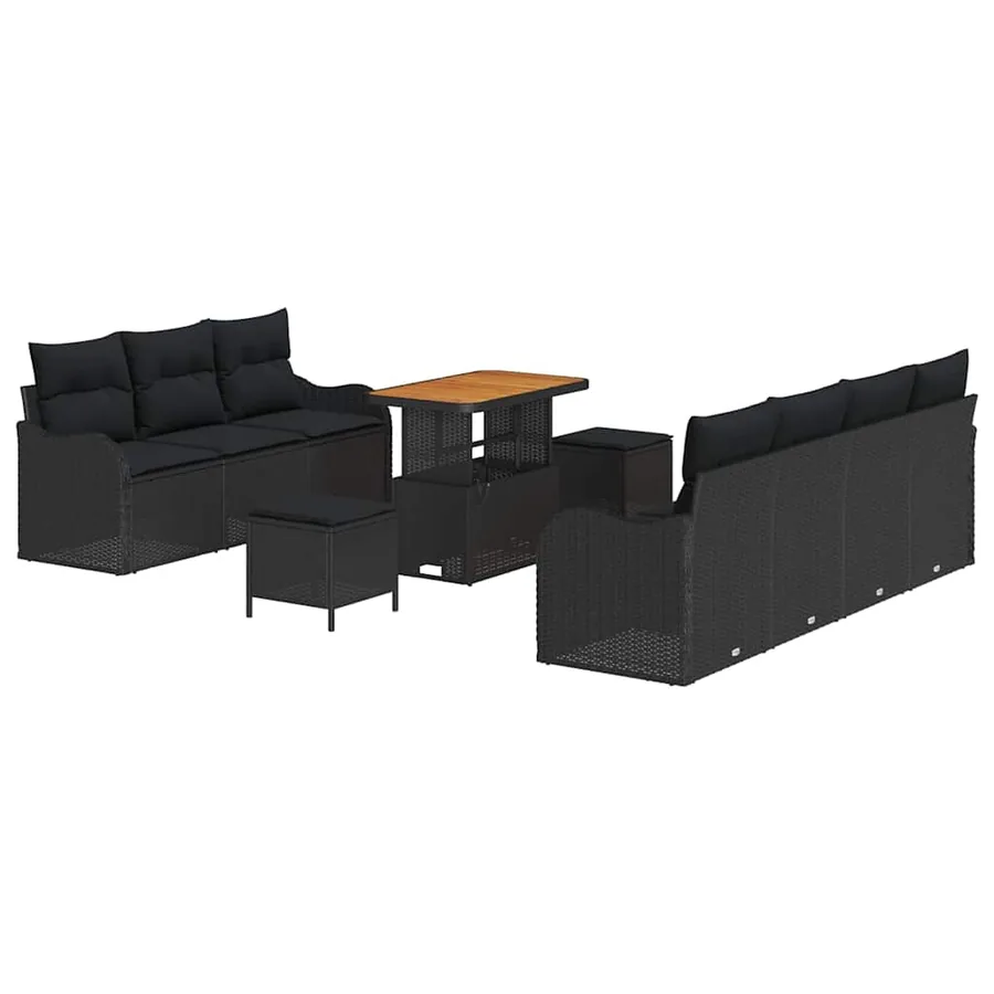 Ensemble de canapé de jardin avec coussin 10 pcs Noir - 2