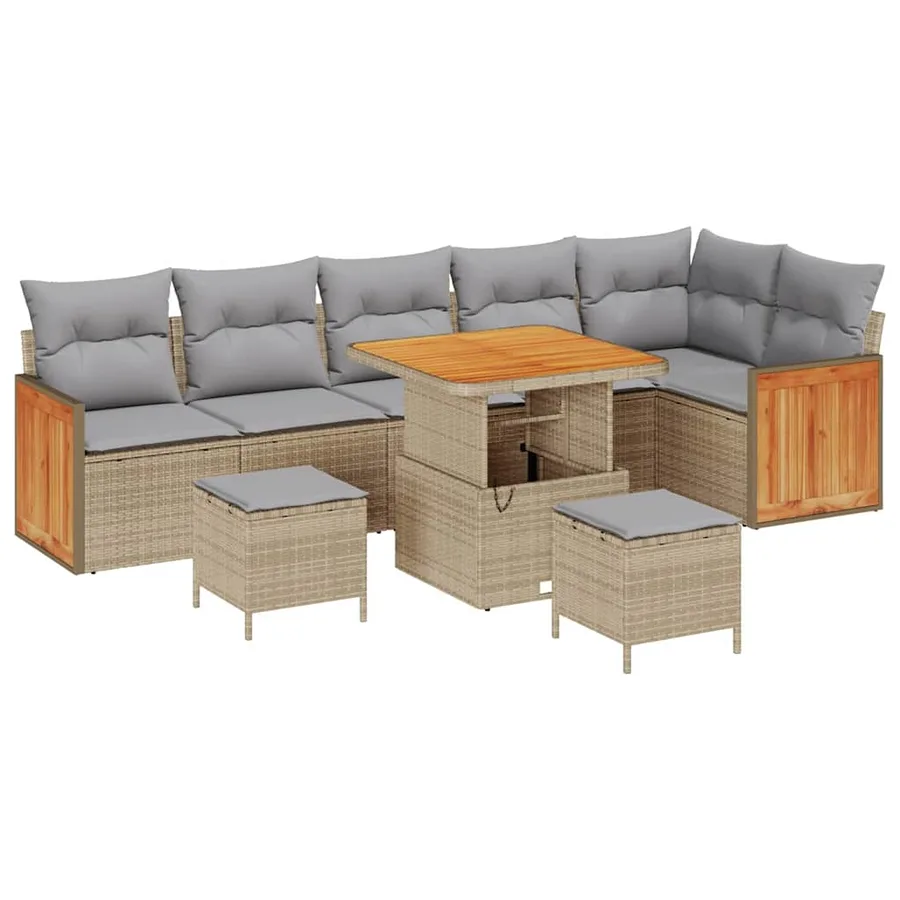 Ensemble de canapé de jardin 11 pcs Beige et Gris clair - 2
