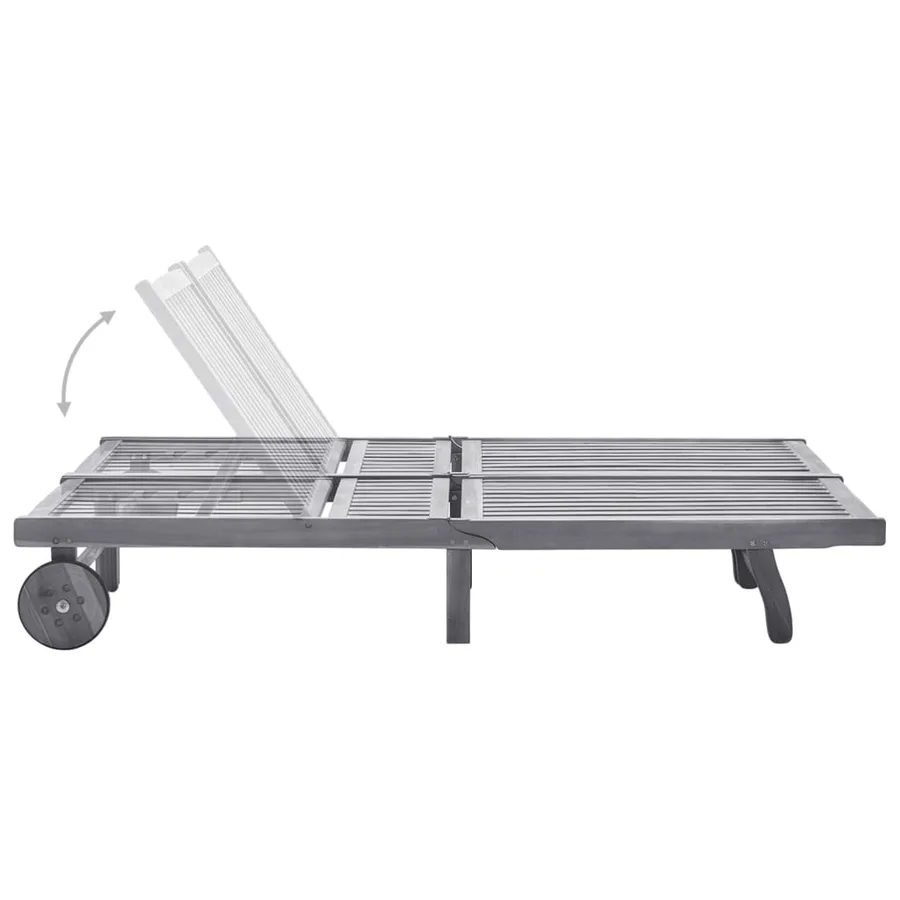 Chaise longue de jardin 2 places avec coussin Gris Acacia - 3