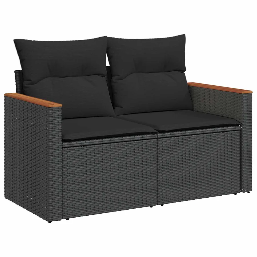 Ensemble de canapé de jardin 10 pcs Noir Poly rotin - 5