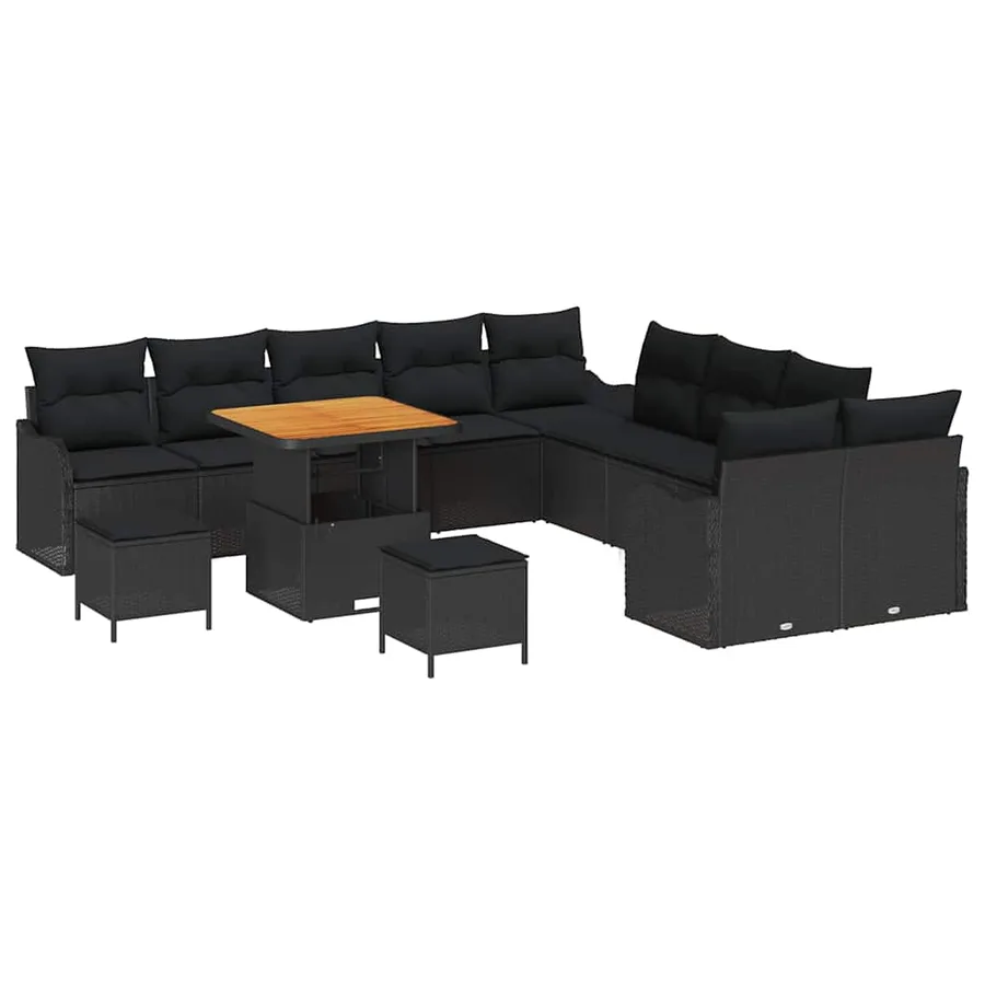 Ensemble de canapé de jardin avec coussin 13 pcs Noir - 2