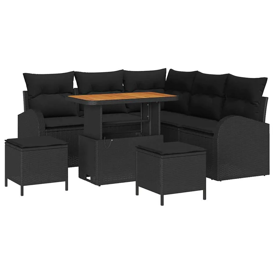 Ensemble de canapé de jardin avec coussin 8 pcs Noir - 2