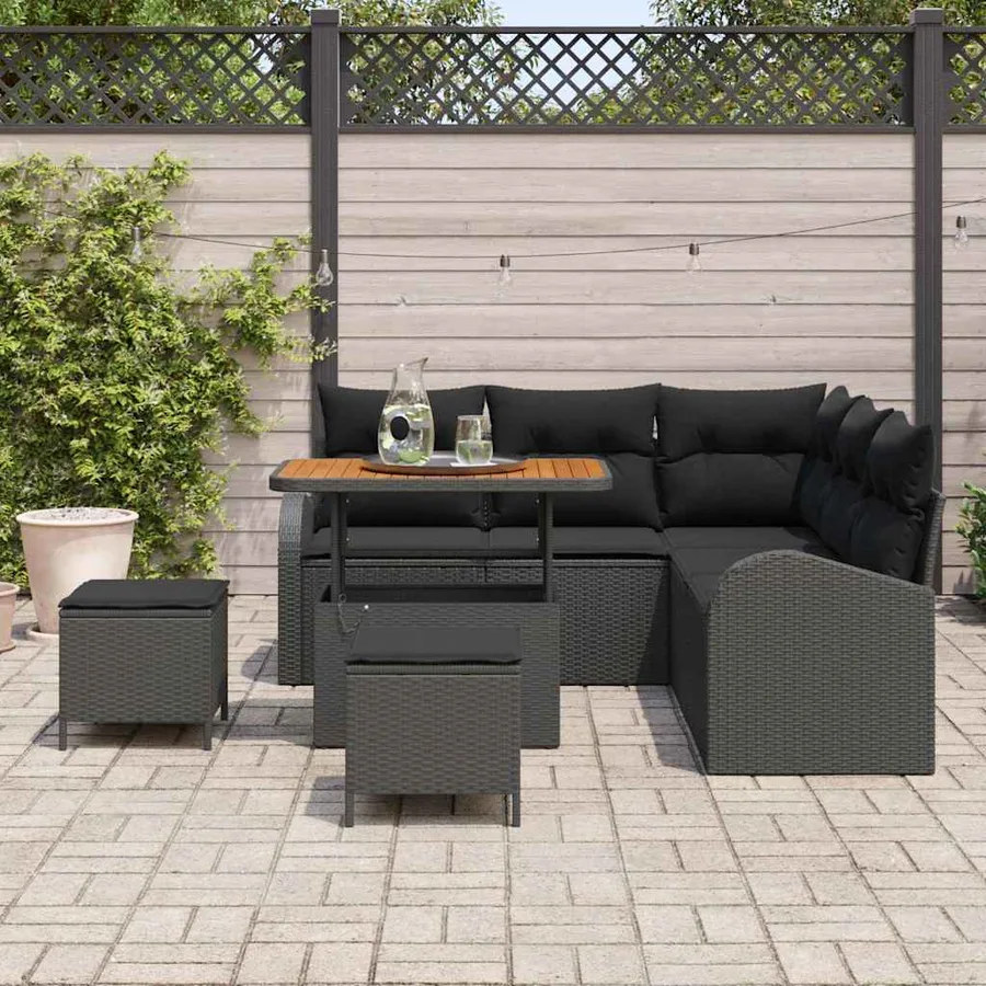 Ensemble de canapé de jardin avec coussin 8 pcs Noir - 3