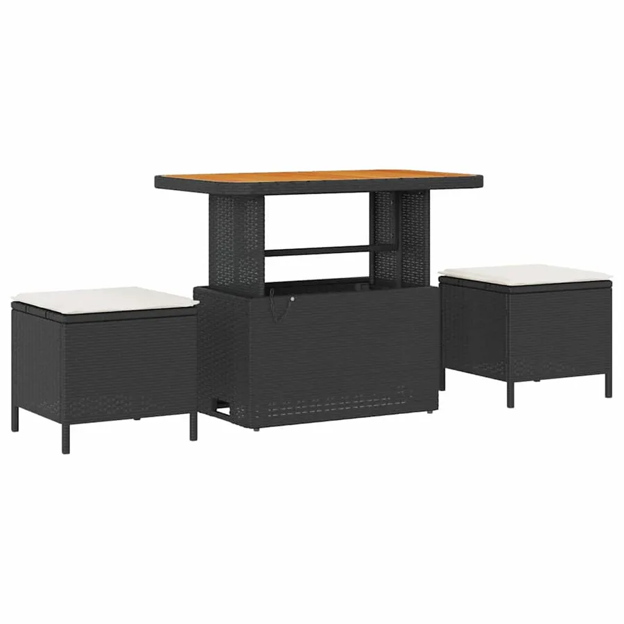 Ensemble de canapé de jardin 8 pcs Noir et Crème polyrotin - 4
