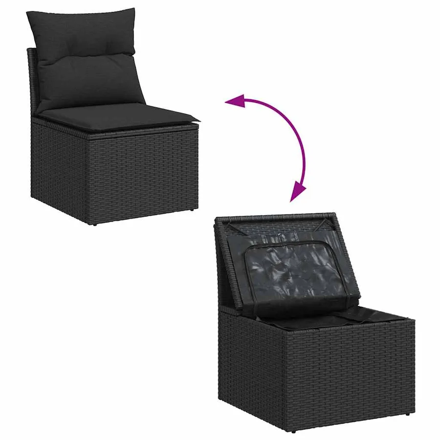 Ensemble de canapé de jardin avec coussin 13 pcs Noir - 10