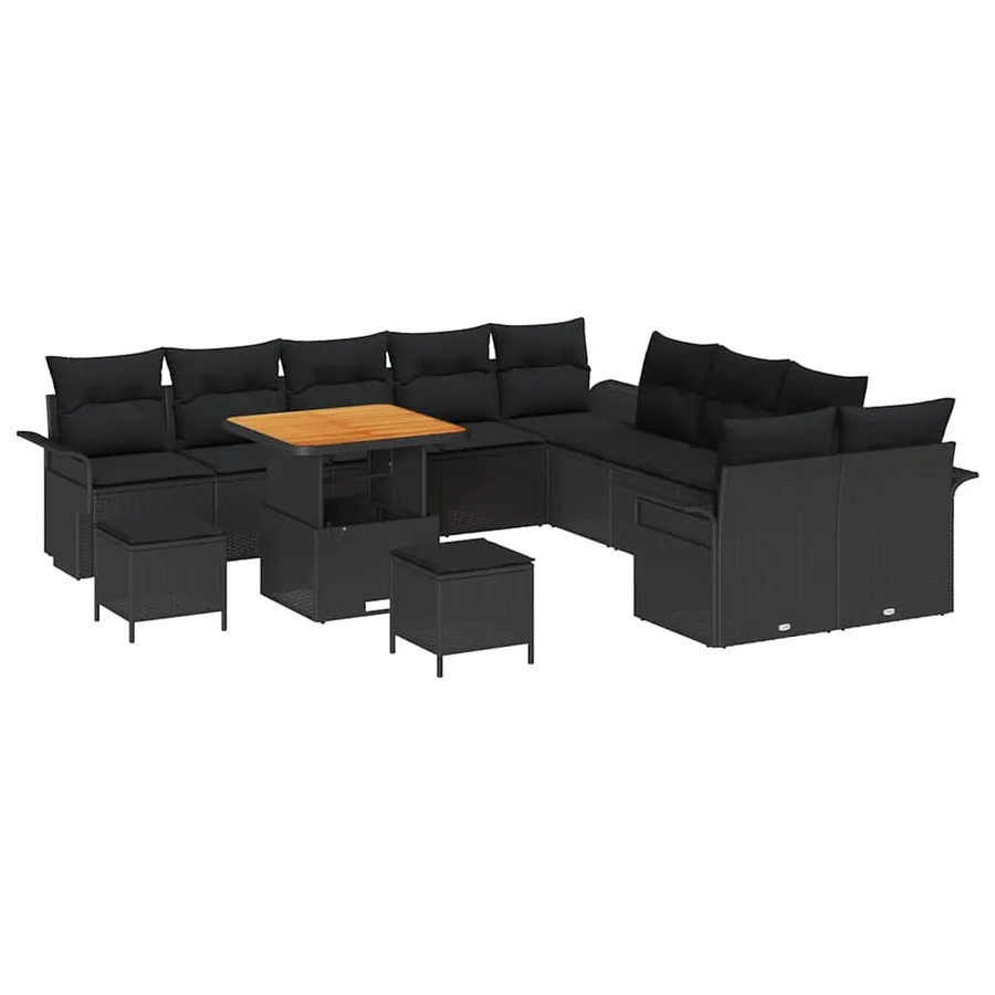 Ensemble de canapé de jardin avec coussin 13 pcs Noir - 2