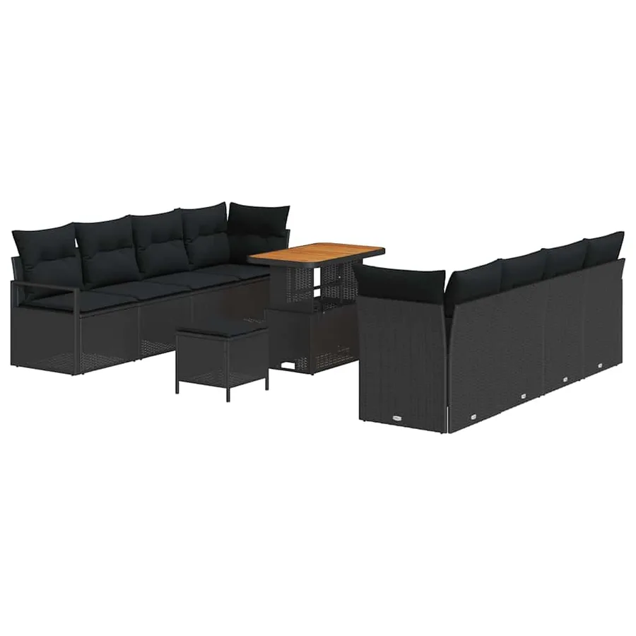 Ensemble de canapé de jardin avec coussin Noir 90 x 55 x 71 cm - 2