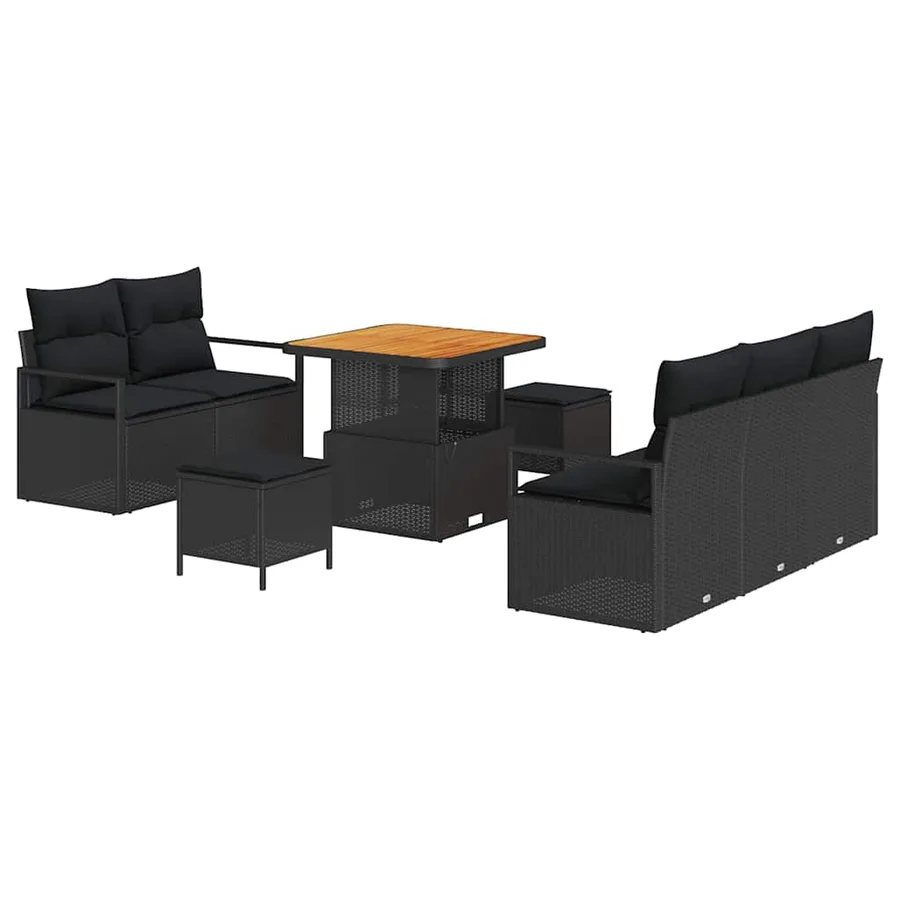 Ensemble de canapé de jardin avec coussin 8 pcs Noir - 2