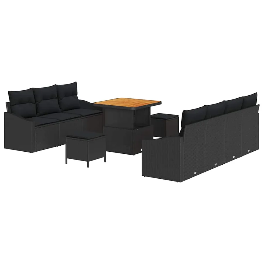 Ensemble de canapé de jardin avec coussin 10 pcs Noir - 2