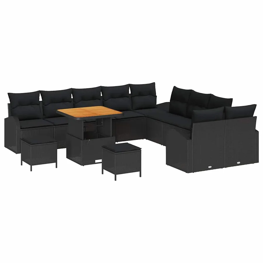 Ensemble de canapé de jardin avec coussin 13 pcs Noir - 2
