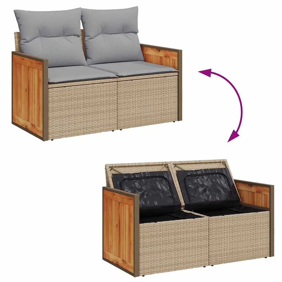 Ensemble de canapé de jardin 10 pcs Beige et Gris clair - 11