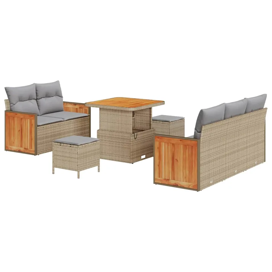 Ensemble de canapé de jardin 10 pcs Beige et Gris clair - 2