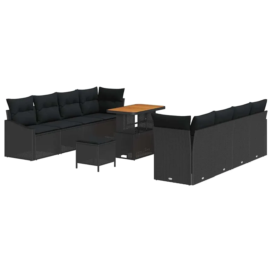 Ensemble de canapé de jardin avec coussin 11 pcs Noir - 2