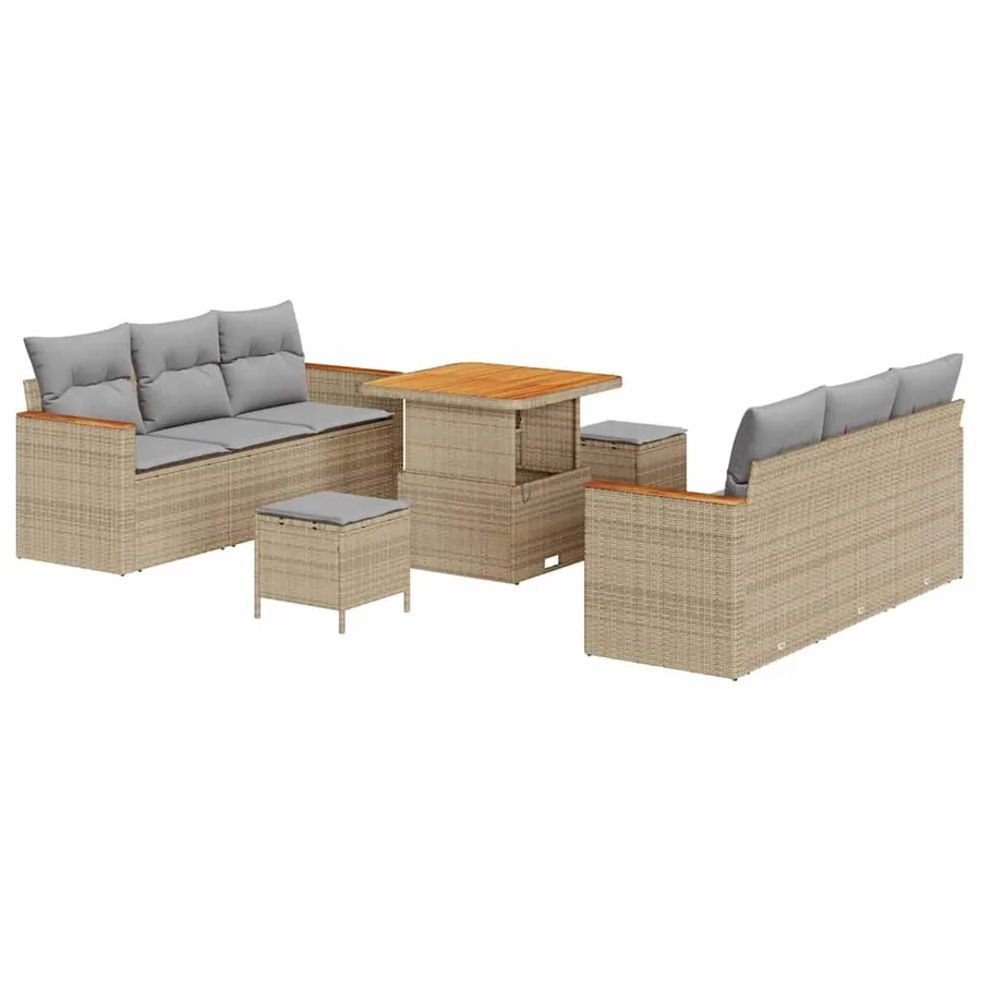 Ensemble de canapé de jardin 11 pcs Beige et Gris clair - 2