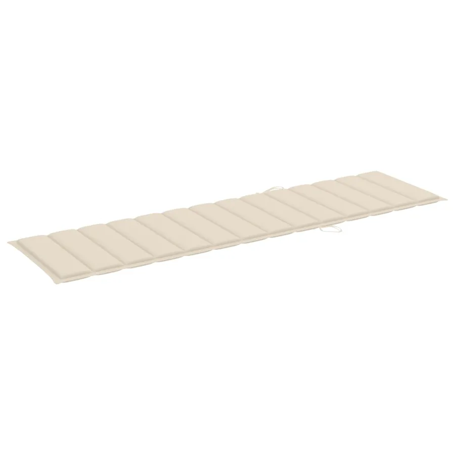 Chaise longue avec coussin crème Bois de teck solide - 11