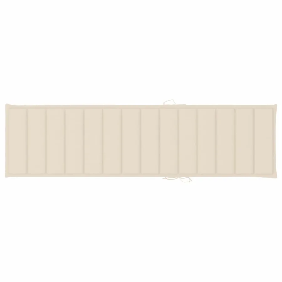Chaise longue avec coussin crème Bois de teck solide - 12