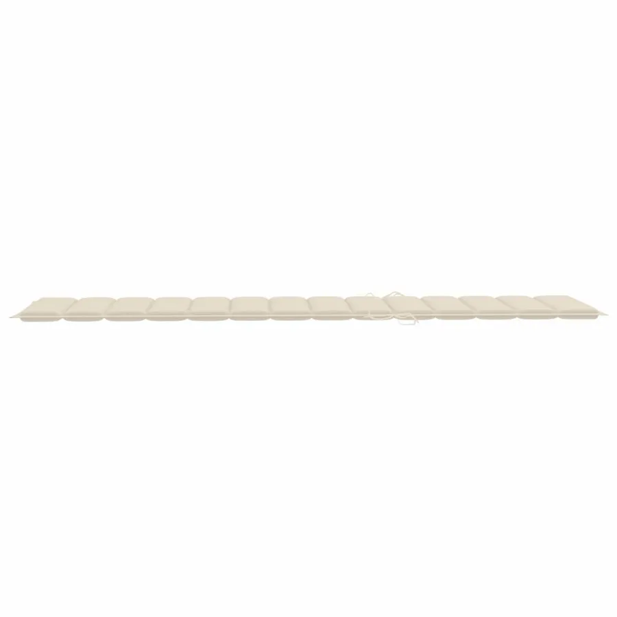 Chaise longue avec coussin crème Bois de teck solide - 13
