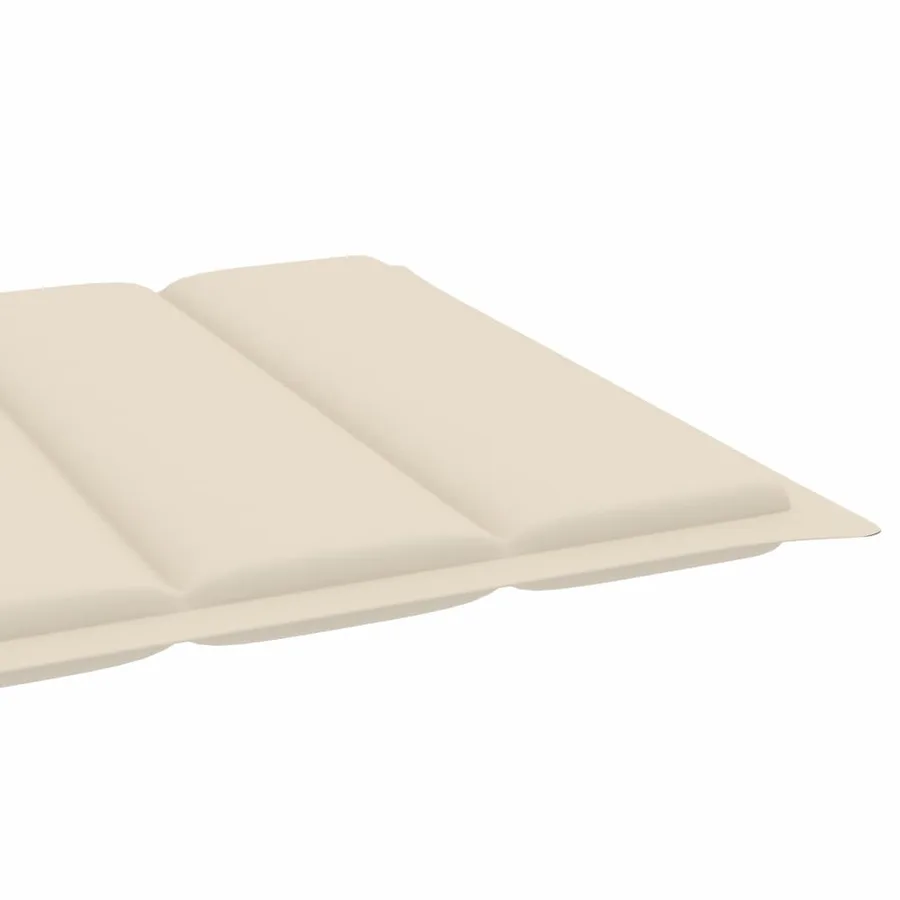 Chaise longue avec coussin crème Bois de teck solide - 14