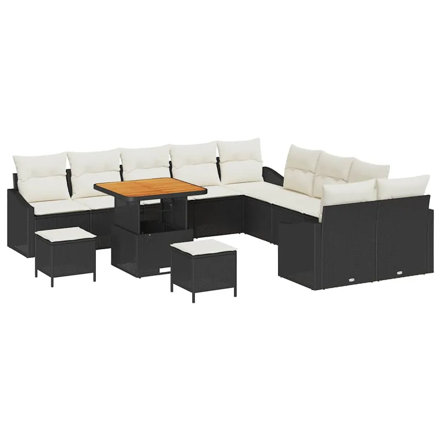 Ensemble de canapé de jardin 13 pcs Noir Poly rotin - 2