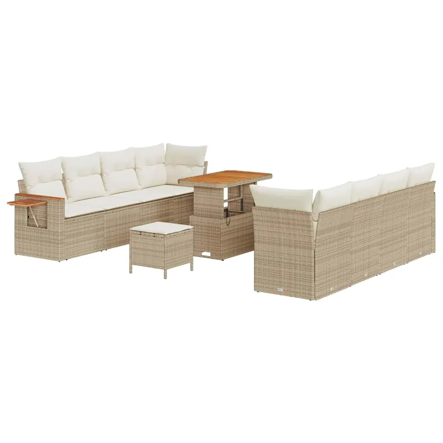 Ensemble de canapé de jardin 12 pcs Beige et crème polyrotin - 2
