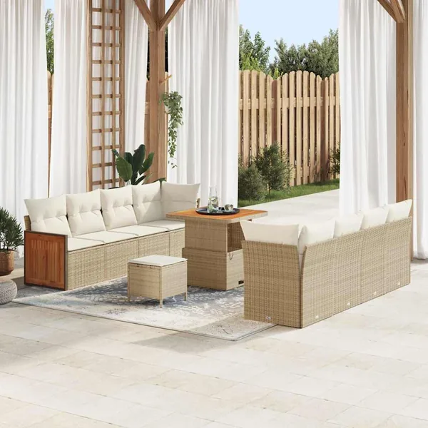 Ensemble de canapé de jardin 12 pcs Beige et crème polyrotin