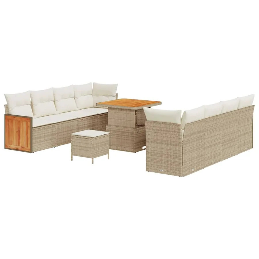 Ensemble de canapé de jardin 12 pcs Beige et crème polyrotin - 2