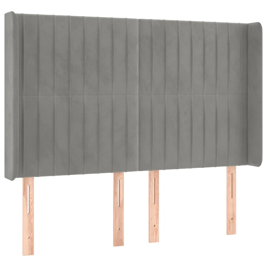 Tête de lit avec oreilles Gris clair 147x16x118/128 cm Velours - 2