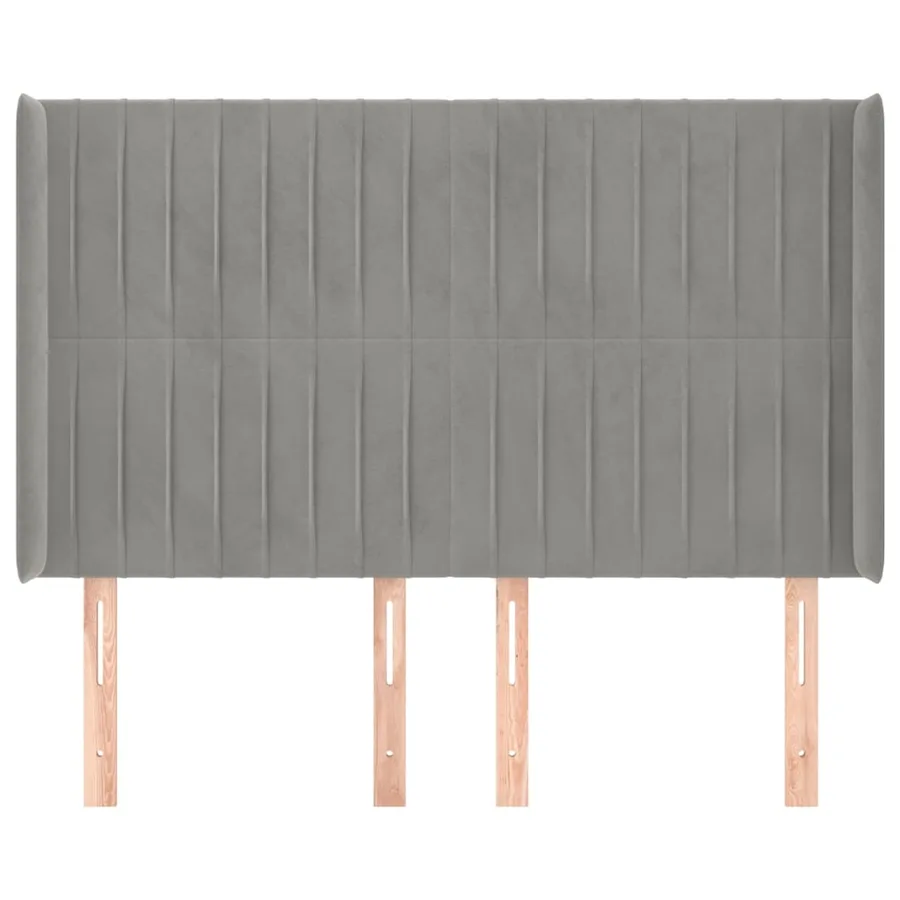 Tête de lit avec oreilles Gris clair 147x16x118/128 cm Velours - 3