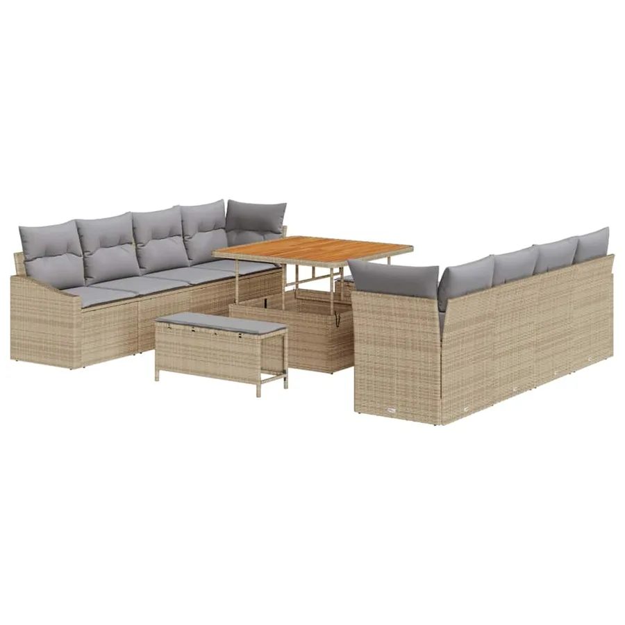 Ensemble de canapé de jardin 11 pcs Beige et Gris clair - 2