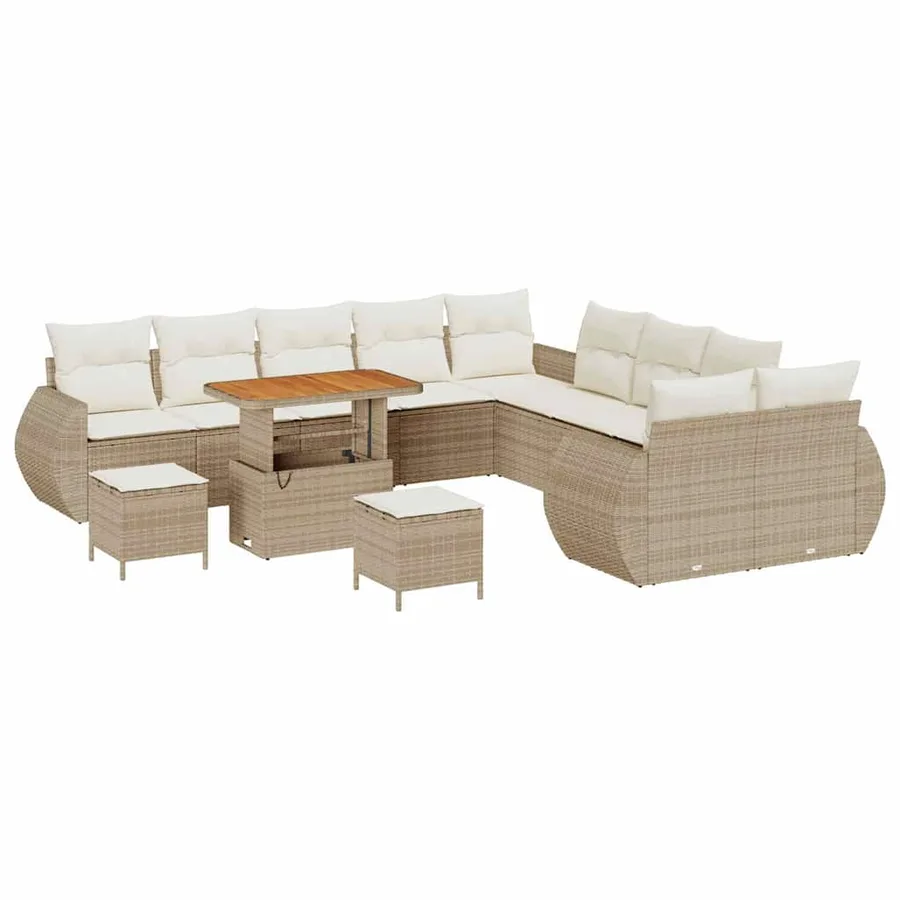 Ensemble de canapé de jardin avec coussin 13 pcs beige et crème - 2