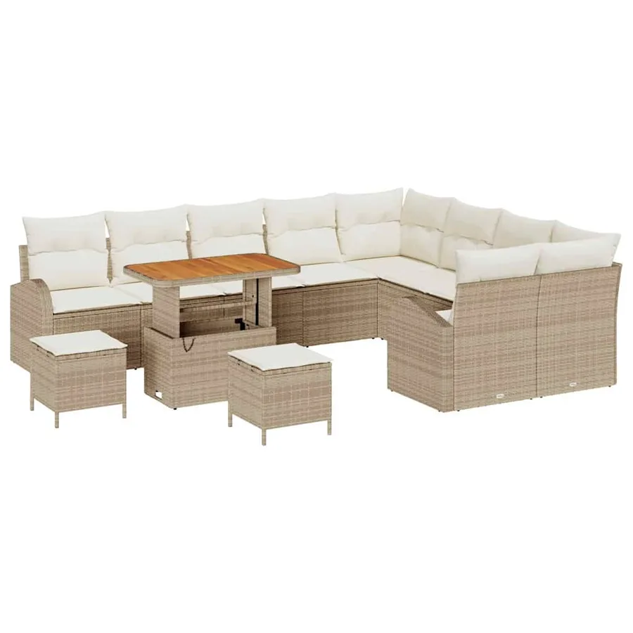 Ensemble de canapé de jardin avec coussin 12 pcs Beige et crème - 2