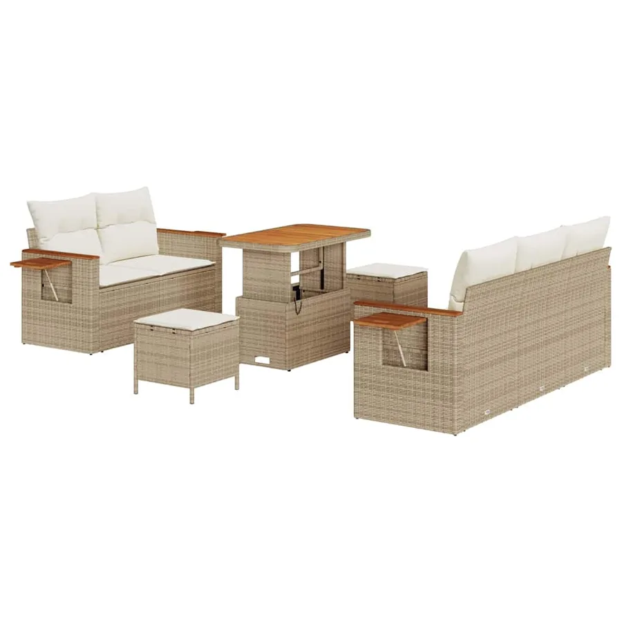 Ensemble de canapé de jardin 10 pcs Beige et crème polyrotin - 2