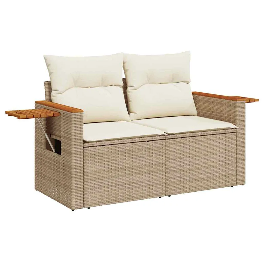 Ensemble de canapé de jardin 10 pcs Beige et crème polyrotin - 6